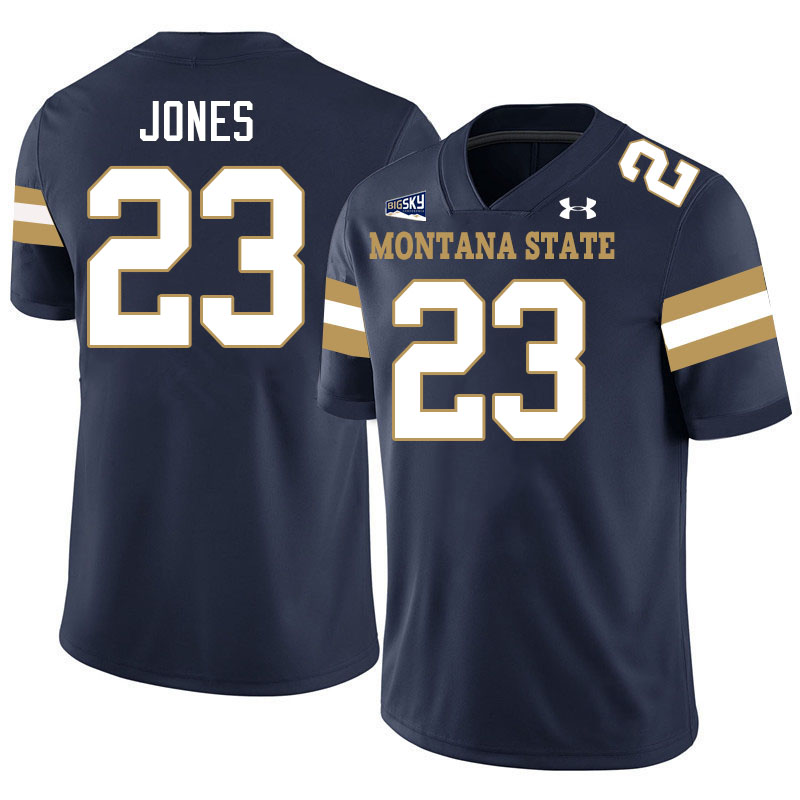 Men #23 Adam Jones Montana State Bobcats Jerseys Football Stitched-Navy